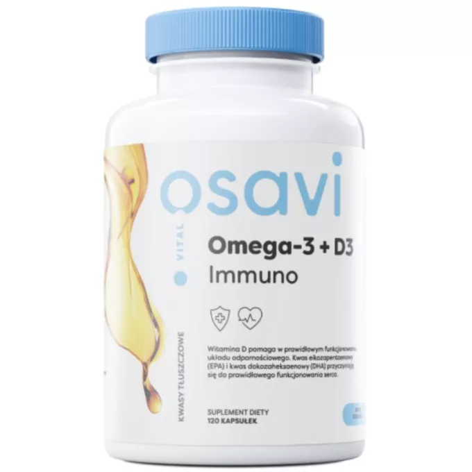 Omega-3 + D3 Immuno, citrona garša - 120 mīksto kapsulu