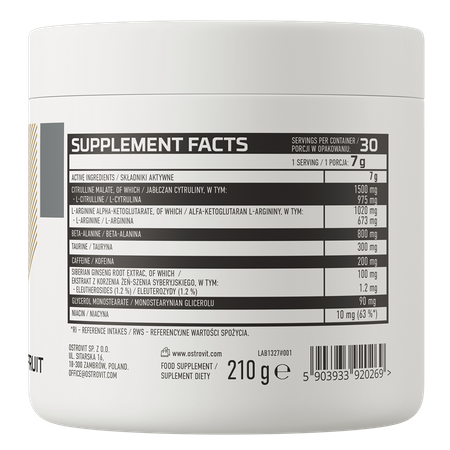 OstroVit Endurance Pre-Workout 210g grapefrūta - Image 2