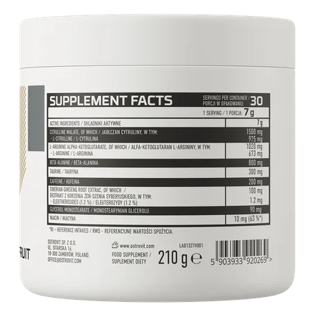 OstroVit Endurance Pre-Workout 210g grapefrūta - Image 2