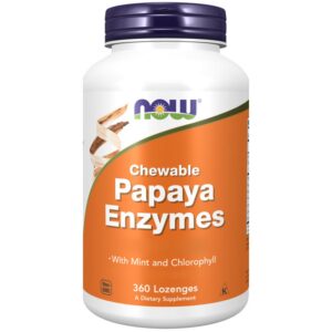 NOW Papaya Enzymes košļājamās tabletes 180 tabletes.