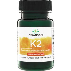 Swanson K-2 vitamīns MK-7 100 mcg 300 mīkstās kapsulas