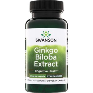 Swanson Ginkgo Biloba ekstrakts 120 kapsulas.