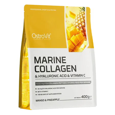 OstroVit Jūras kolagēns + Hialuronskābe + C vitamīns 400 g (mango-ananāss)